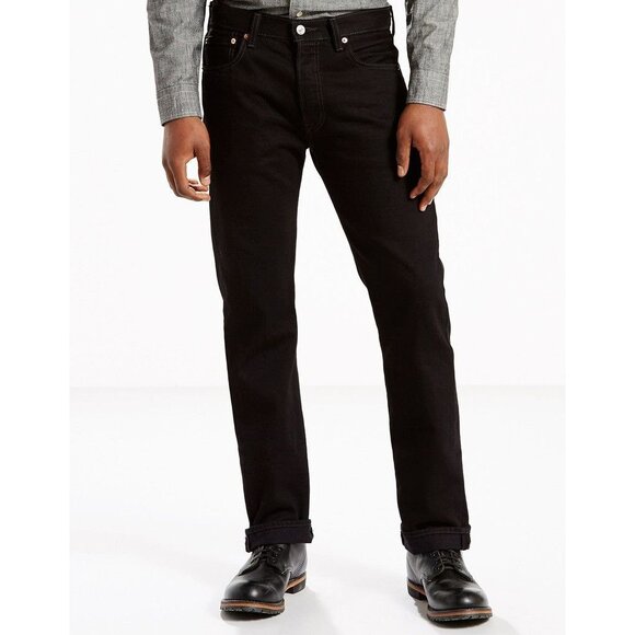 LEVI'S 501 Black Original Mid Rise Regular Fit Straight Leg Jeans Mens 36x30 - Picture 1 of 12